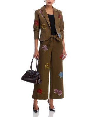 Heatset Roses Mylah High Rise Jeans in Dark Olive Multi