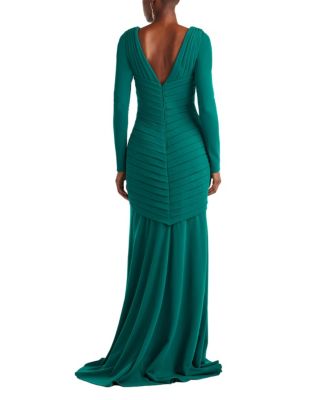  Keris Shutter-Pleated Crepe Gown