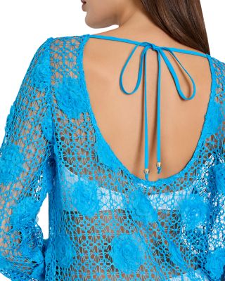 3D Floral Crochet Swim Cover Up Dress