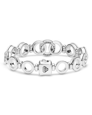 Sterling Silver Signature Caviar Diamond Circle Chain Link Bracelet