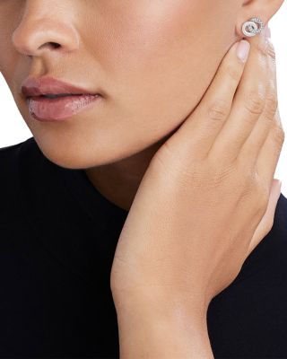 Sterling Silver Signature Caviar Diamond Interlocking Stud Earrings