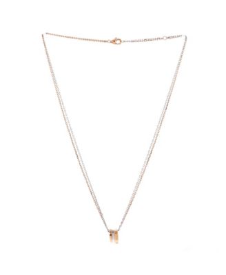 Love 3 Ring Pendant Necklace 18K Rose Gold and 18K White Gold with 6 Diamonds, 14.75 - 16"