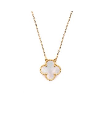 Vintage Alhambra Pendant Necklace 18K Gold and Mother of Pearl, 14.75 - 16.5"