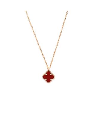 Sweet Alhambra Pendant Necklace 18K Rose Gold and Carnelian, 15.25 - 16"