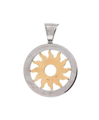 Tondo Sun Pendant 18K Gold and Stainless Steel with Diamonds