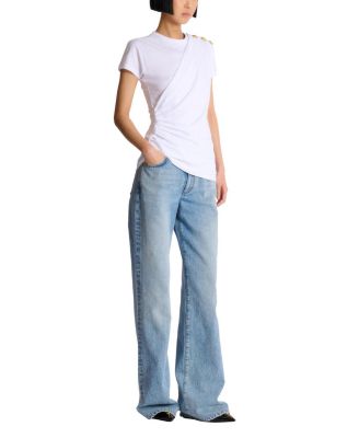  Draped T-Shirt with Buttons