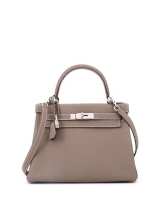 Kelly 28 Handbag Grey Togo with Palladium Hardware