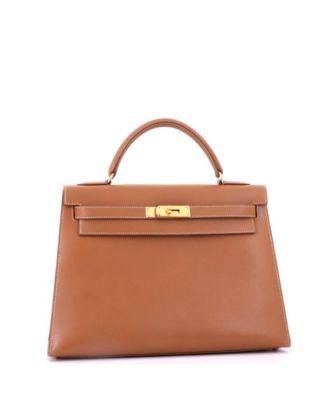 Kelly 32 Handbag Brown Courchevel with Gold Hardware