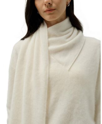  Draped Scarf Brushed Cashmere Sweater