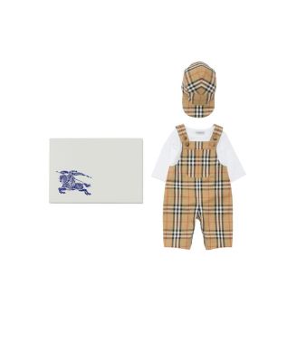 Unisex Check Cotton Three-Piece Baby Gift Set - Baby