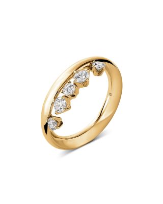 18K Yellow Gold Floating Diamond Barre Ring