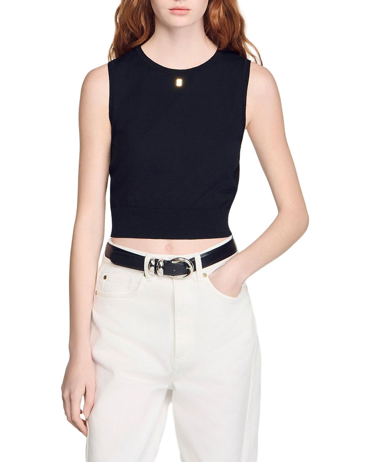 Sandro Sleeveless Cropped Top