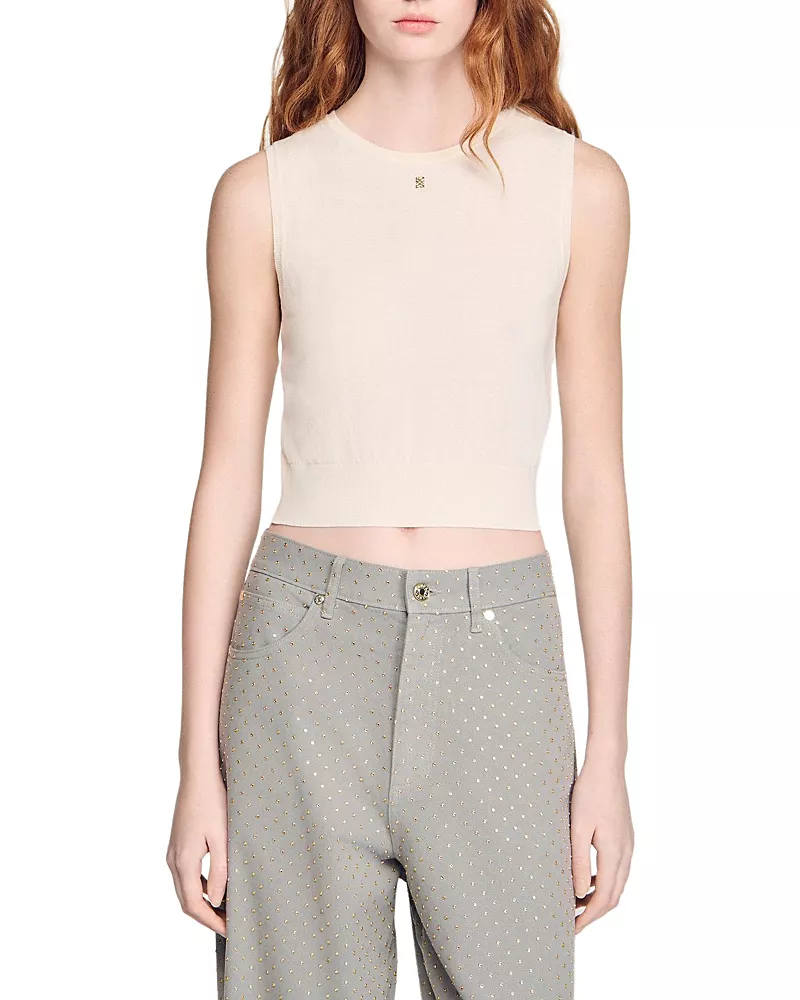 Sandro Sleeveless Cropped Top