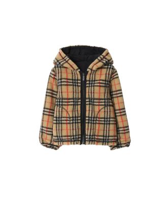 Boys' Reversible Check Fleece Hooded Jacket - Little Kid, Big Kid