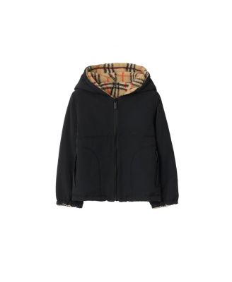 Boys' Reversible Check Fleece Hooded Jacket - Little Kid, Big Kid