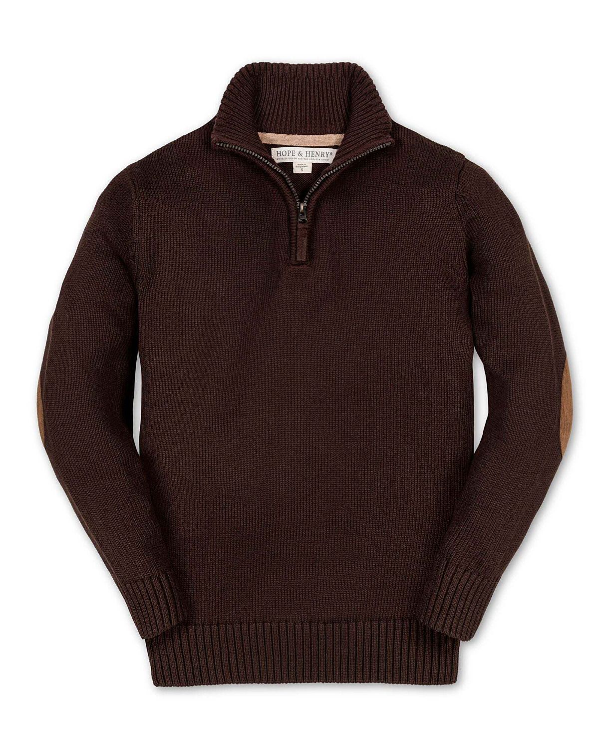 Hope & Henry Boys' Organic Half Zip Pullover Sweater with Elbow Patches - Little Kid, Big Kid