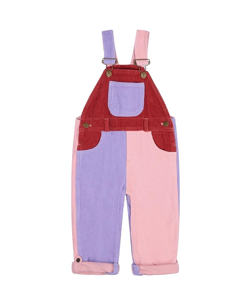 Dotty Dungarees Girls' Rosebed Patchwork Chunky Cord Overalls - Baby, Little Kid, Big Kid