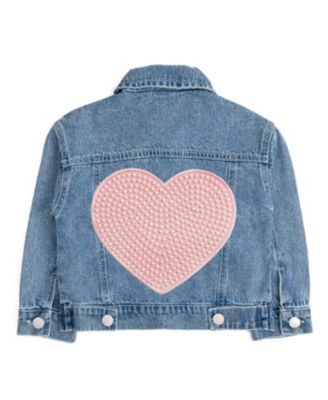 Girls' Faux Pearl Heart Patch Denim Jacket - Little Kid, Big Kid