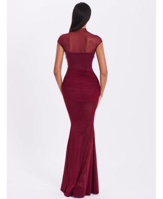  Fabienne Mesh Cap Sleeve Mermaid Gown