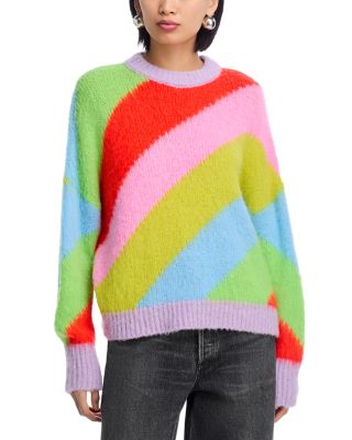 Color Blocked Crewneck Sweater