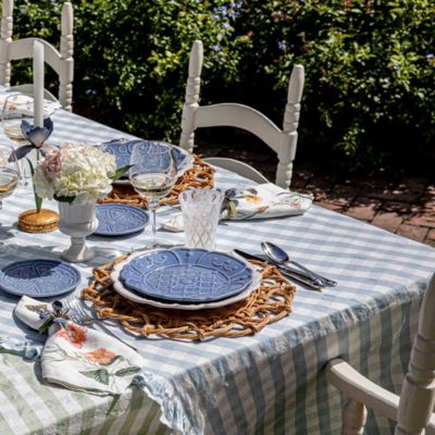 Gingham Ruffle Tablecloth, 60" x 120"