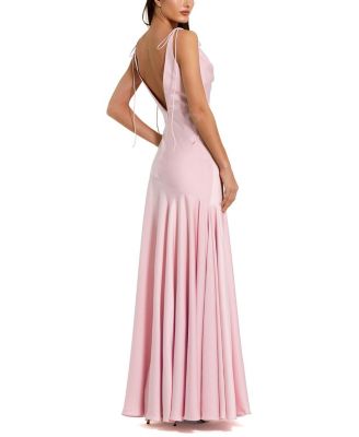  Charmeuse Cowl Gown with Thin Bow Straps
