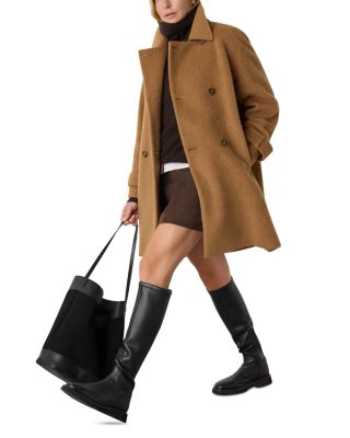 Short Button Detail Wool Coat