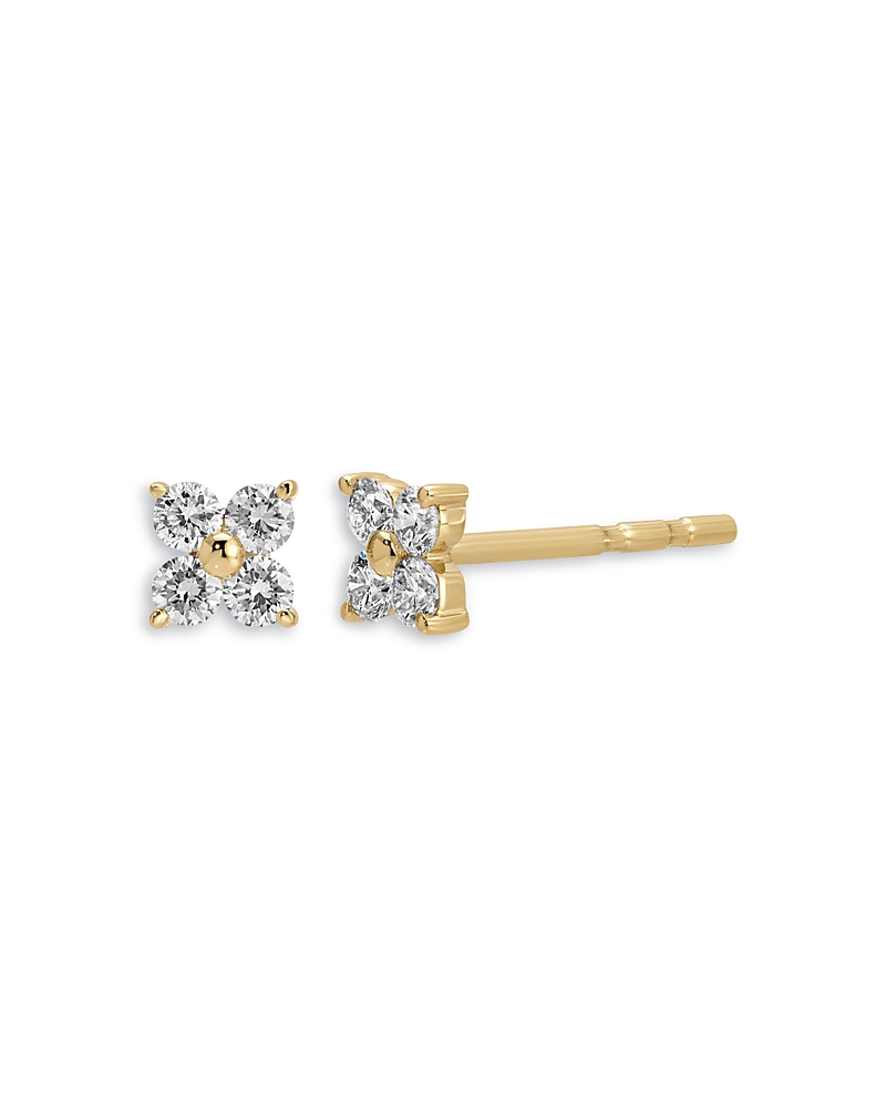 Ef Collection 14K Yellow Gold Diamond Fleur Stud Earrings