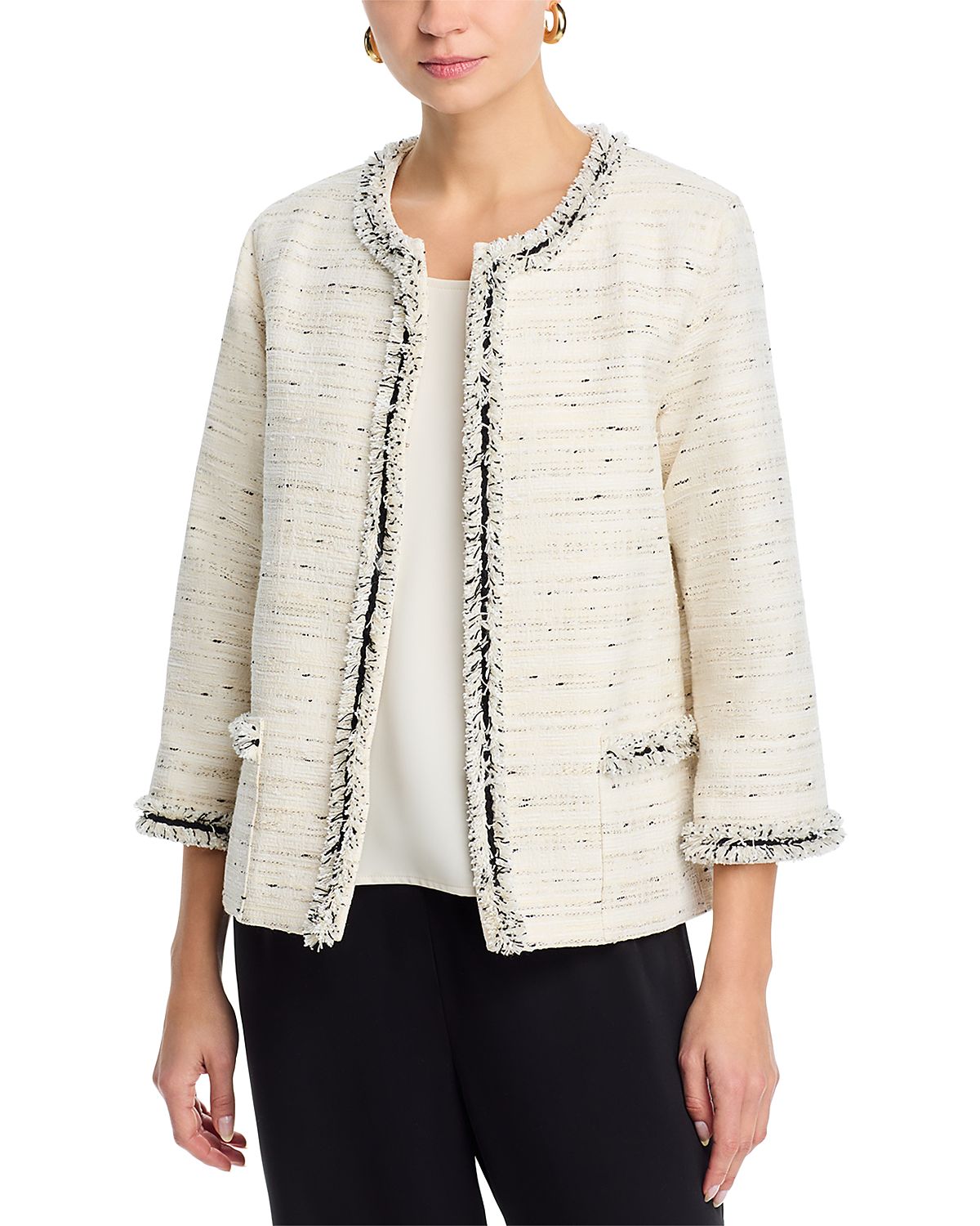 Caroline Rose Boxy Fringe Trim Jacket