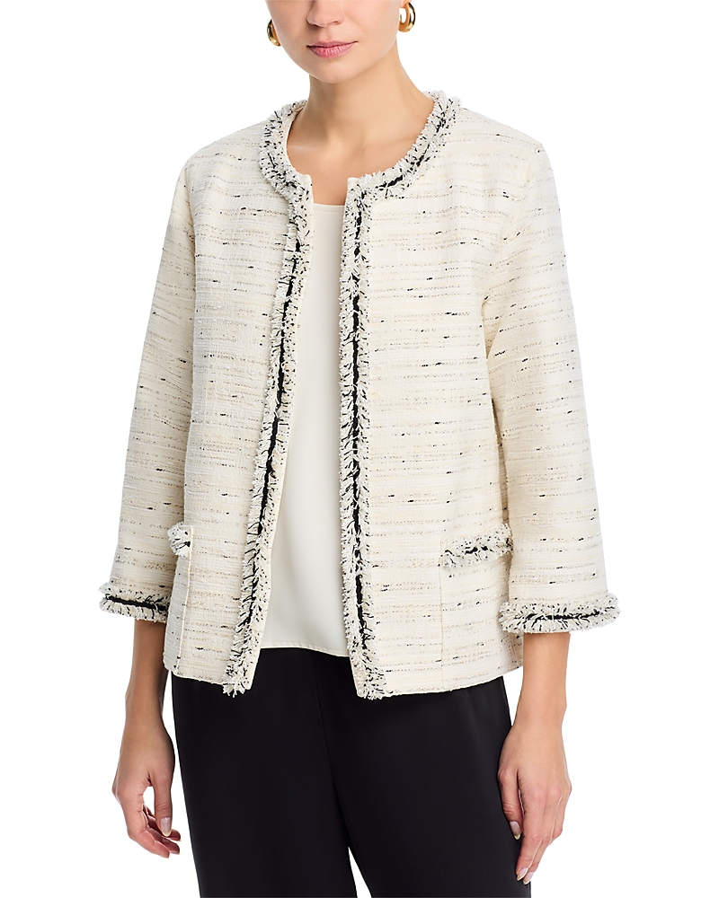 Caroline Rose Boxy Fringe Trim Jacket