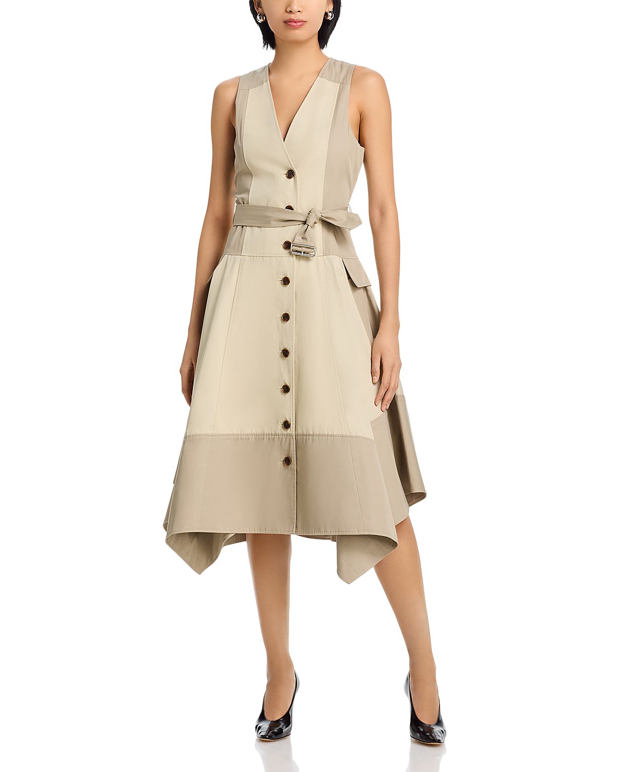 3.1 Phillip Lim Patchwork Sleeveless Belted Utility Dress