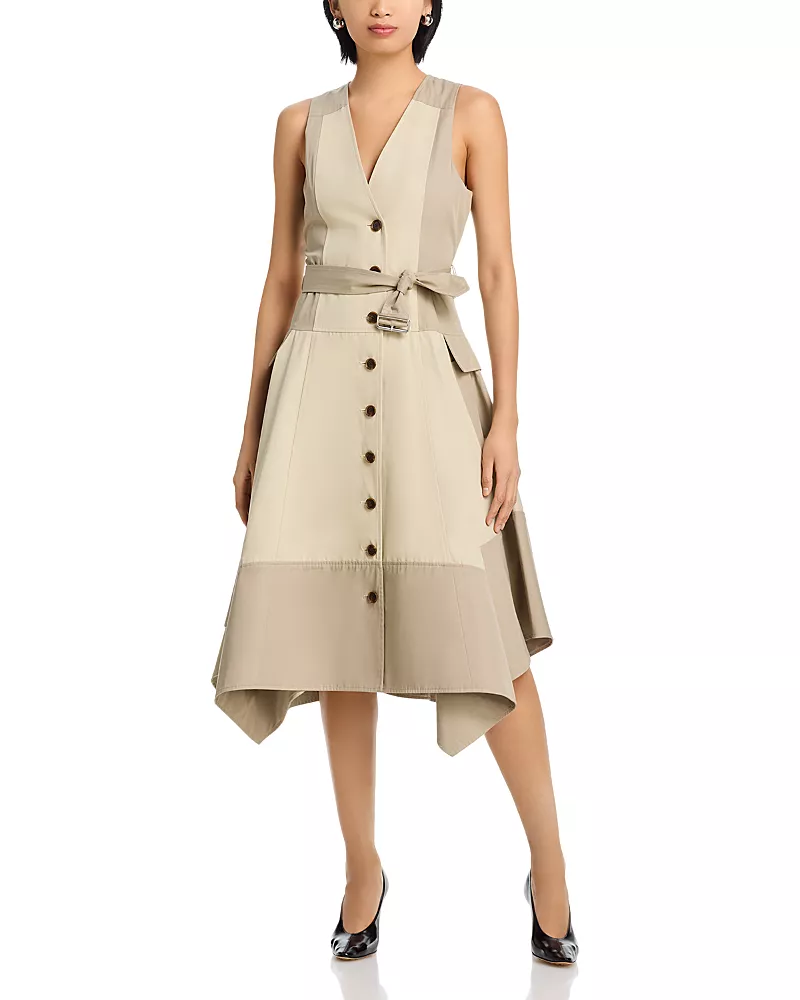 3.1 Phillip Lim Patchwork Sleeveless Belted Utility Dress