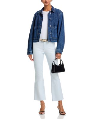 Kendra High Rise Cropped Flared Jeans in Pale Mist