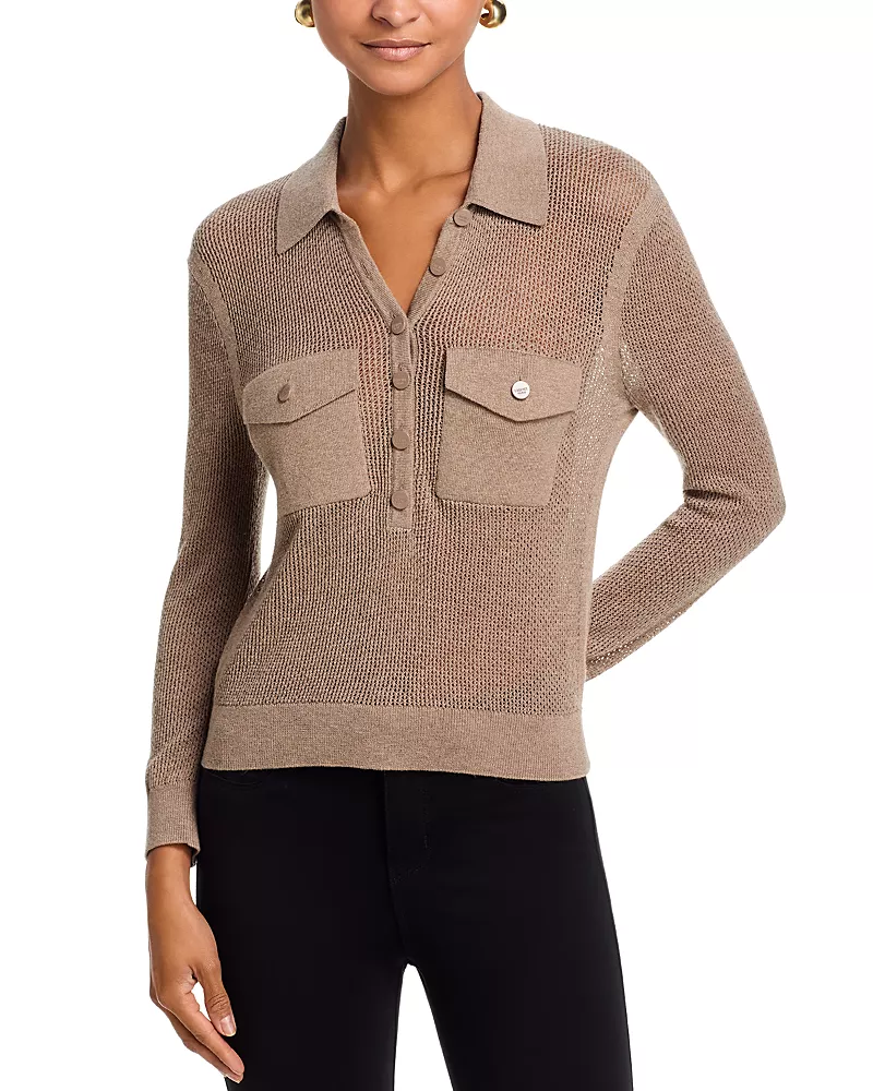 L'Agence Carine Pointelle Collared Sweater