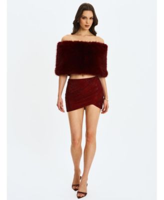 Darleen Rhinestone Mesh Low Waist Ruched Skirt