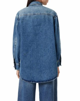Enna Brooch Embellished Denim Shirt