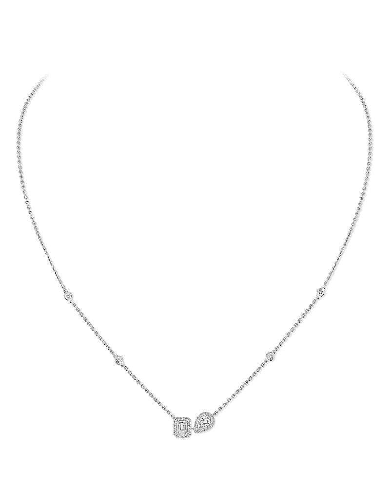 Messika 18K White Gold My Twin Toi & Moi Diamond Necklace, 13.8-17.7
