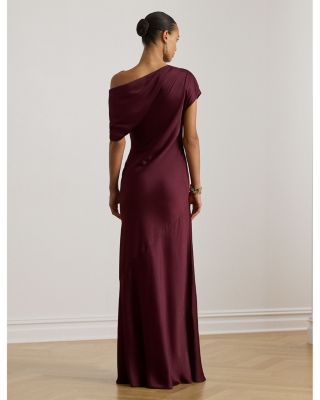 Satin Charmeuse Off the Shoulder Gown