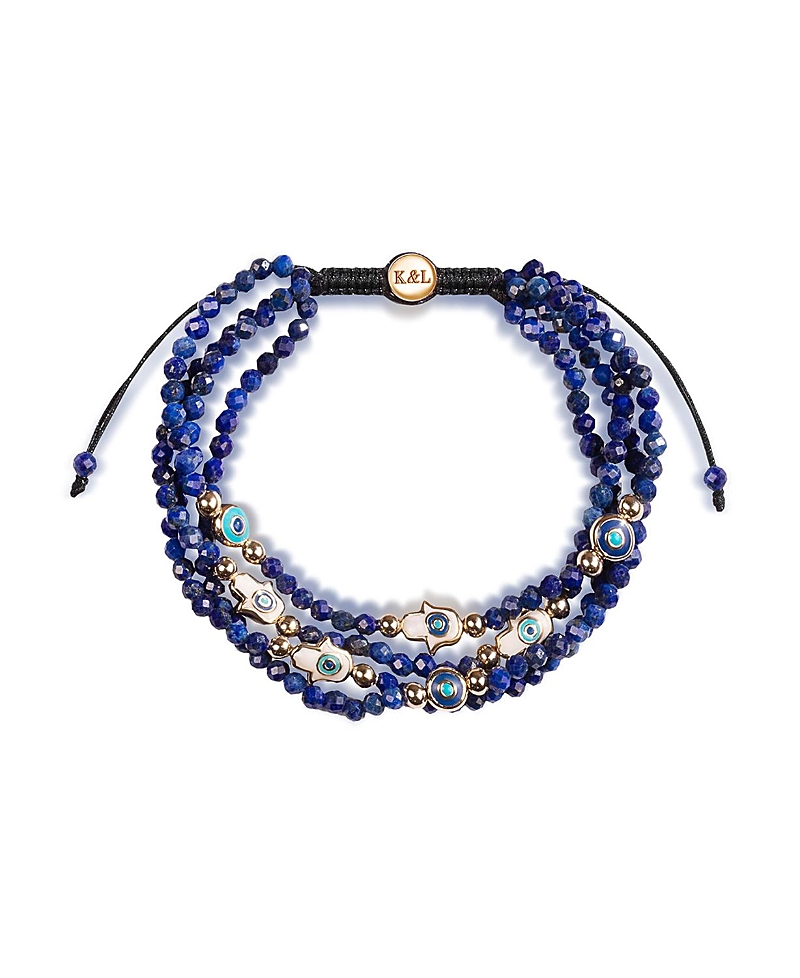 Karma and Luck Wise Belief - Lapis Enamel Evil Eye Hamsa Bracelet