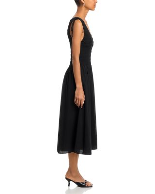 cream fitted midi dress ASTR the Label | Kathaleya Puff Sleeve Midi Dress in Ivory