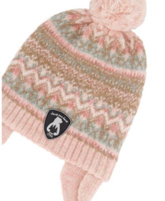  Girls' Lined Knit Pompom Hat with Ear Flaps - Baby