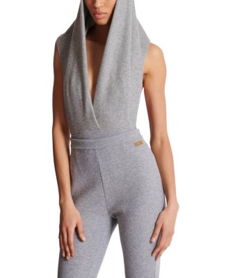 Draped Bodysuit With Hood