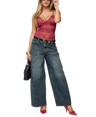  Nolyn Sheer Lace V Neck Bodysuit