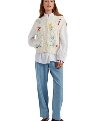  Women s Cotton Hand-Embroidered Floral Tank