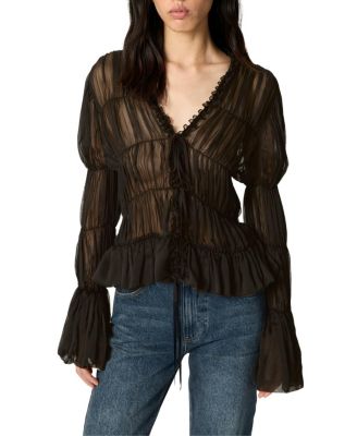  Ruched Sheer Blouse