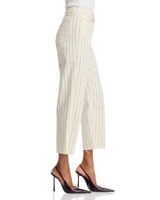 Wanda High Rise Crop Wide Leg Jeans in Ecru/Navy Stripe