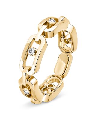 18K Yellow Gold Diamond Move Link Ring