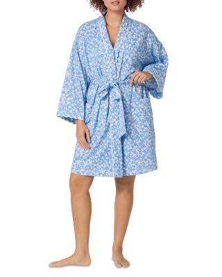 Something Blue Banded Collar Stretch Jersey Robe