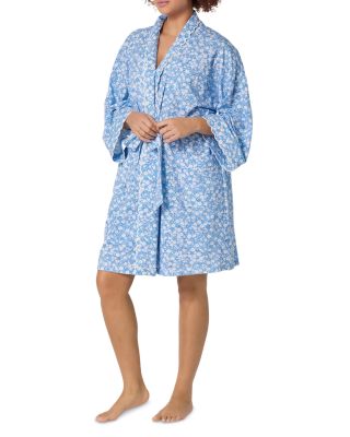Something Blue Banded Collar Stretch Jersey Robe