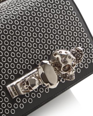 Eyelet Embellished Mini Satchel Leather Shoulder Bag